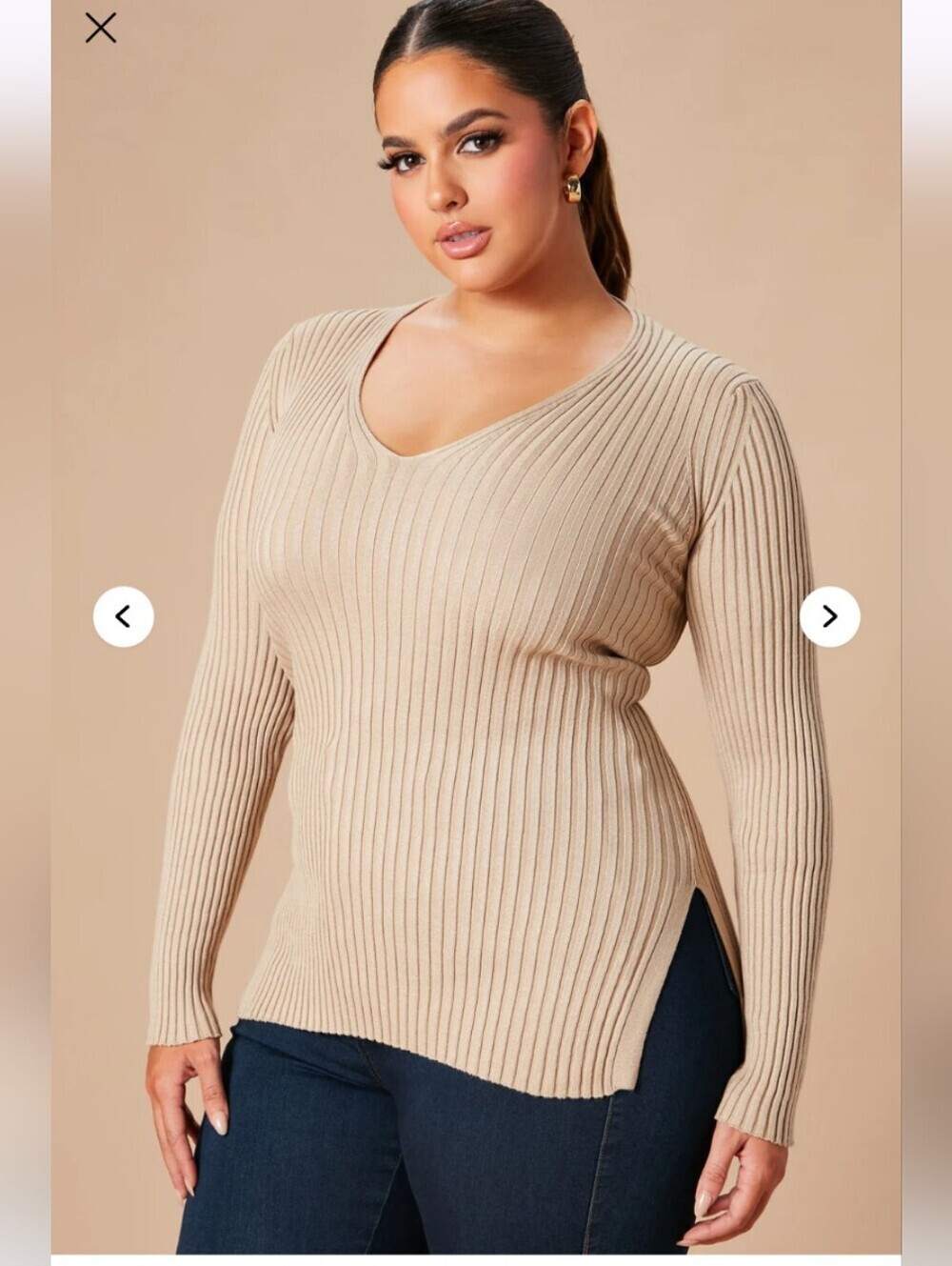 Fashion Nova Giving Me The Feels Sweater - Khaki 1X (EUC)